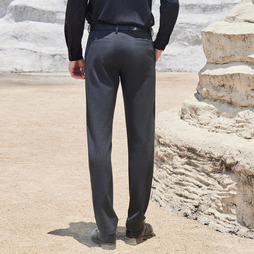 半身缘男裤 秋季耐穿舒适不变形亲肤透气九分小西裤253101M37603415 商品图4