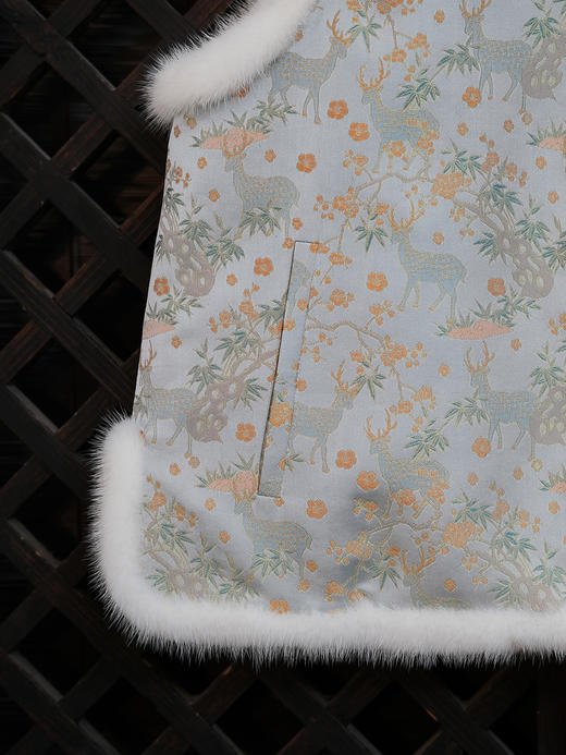 盛唐婧 |中式国风缠枝花水貂毛马甲 商品图2