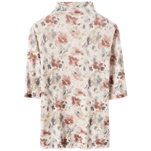 雀说薄款印花羊毛针织衫复古半高领毛衣女套头羊毛衫ALFY505 商品图2