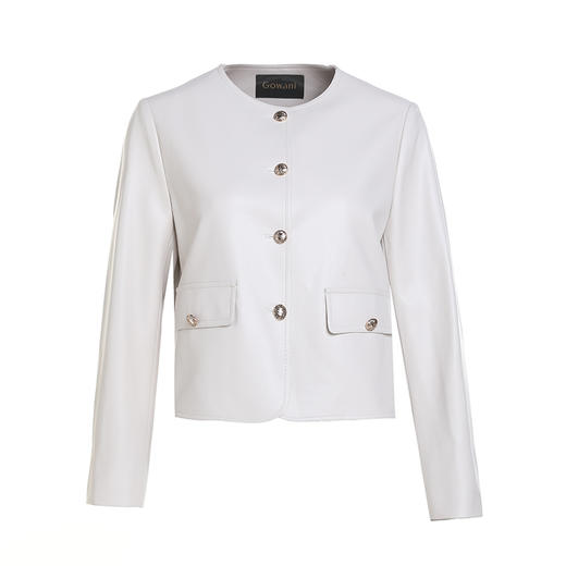 乔万尼短款皮衣白色高级感外套EM3B449 商品图4