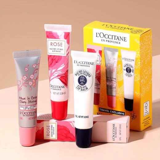 【3支装】L’OCCITANE/欧舒丹润唇膏三件套（乳木果+樱花+玫瑰）12ml*3支【香港直邮】 商品图1