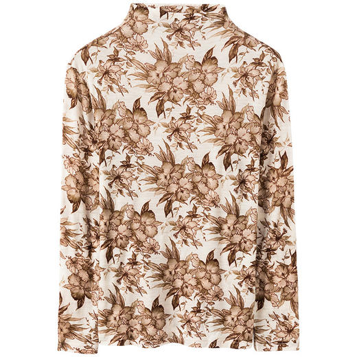 雀说精纺羊毛印花针织衫薄款套头羊毛衫女半高领打底衫ALF2549 商品图1