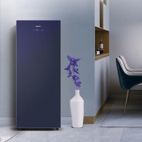 澳柯玛 立式客厅柜BD-156WG星釉蓝 玻璃面板 超大抽屉  风冷无霜 72小时发货