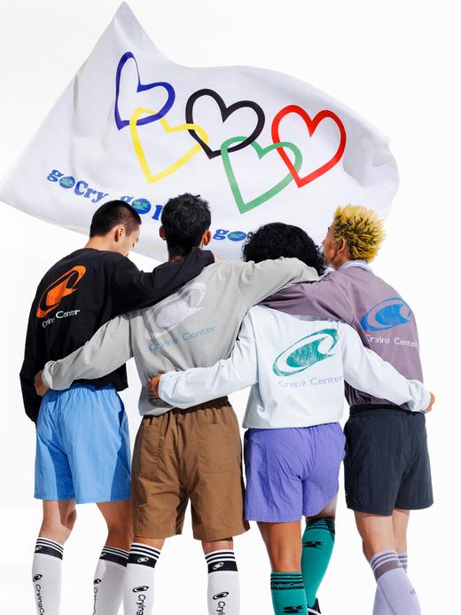 CryingCenter 复古裂纹撞色后背长袖T恤 哭喊中心 商品图0