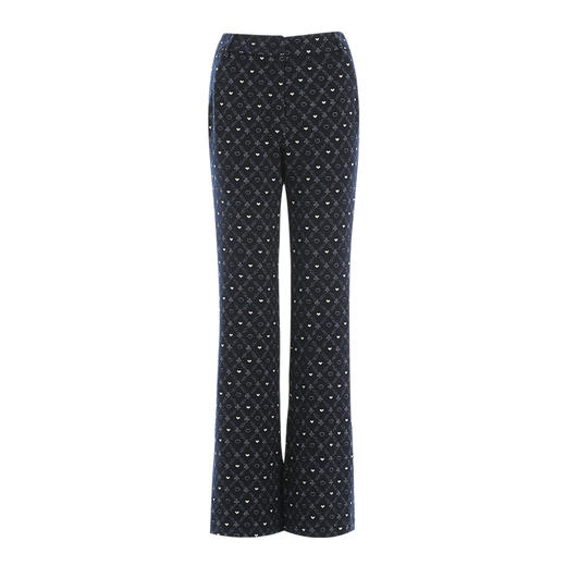 EITIE爱特爱秋季新款时尚百搭显瘦印花高腰长裤女7505212 商品图4