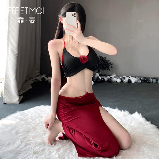 霏慕金链饰腰性感裸背套装6615 商品图4