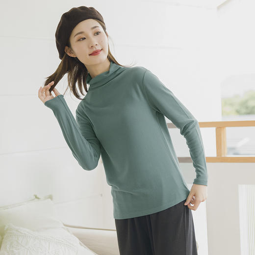 皇家丽美半高领长袖T恤女叠穿弹力打底衫时髦内搭上衣SZ2636 商品图1