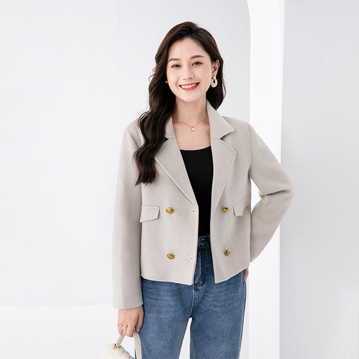 Avann短款西装领100%羊毛双面呢外套609 商品图0