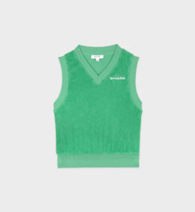 Sporty & Rich - Serif Logo Terry Vest  - Verde/White - 女装 - 背心 - 绿色