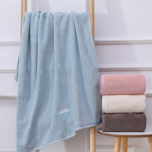 纯棉刺绣天气浴巾32股棉素色天晴下雨绣花浴巾可刺绣 加厚强吸水 速干浴巾 商品图3