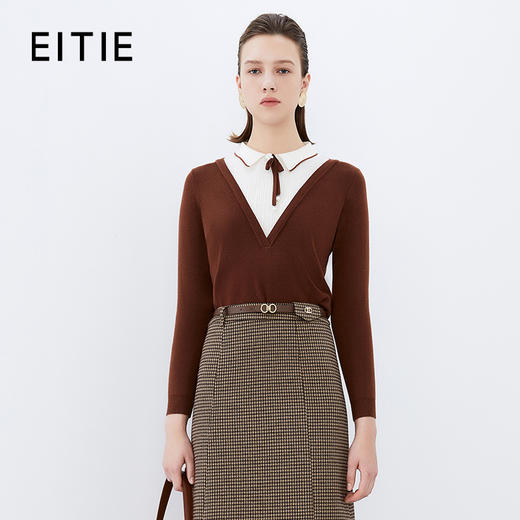 EITIE爱特爱冬新款时尚通勤假两件保暖舒适针织衫7601301 商品图2