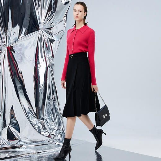 EITIE爱特爱秋季新款黑色A字伞裙7506204 商品图1