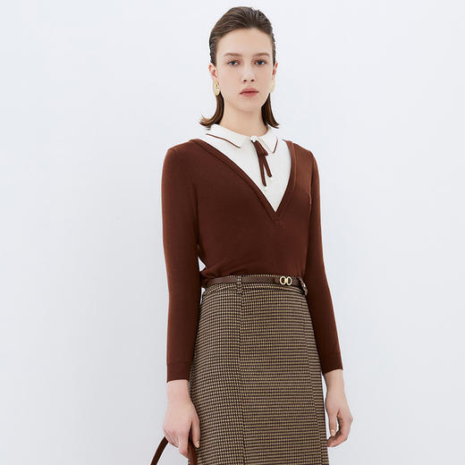 EITIE爱特爱冬新款时尚通勤假两件保暖舒适针织衫7601301 商品图10