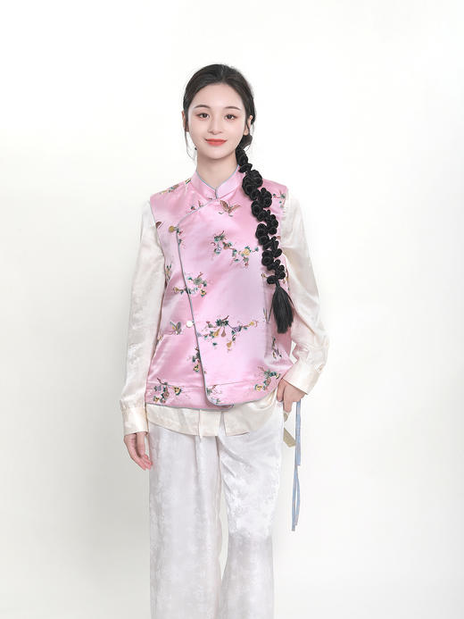 盛唐牡丹|双面穿如意葫芦纹斜襟马甲(里料白色白蝶） 商品图8