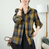 新款2024春秋季新款复古文艺双层棉纱格纹衬衫长袖百搭格子衬衣 商品缩略图3