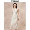 VIMAGE纬漫纪秋季新款修身挂脖显瘦波点印花礼服连衣裙V2207820 商品缩略图3