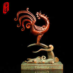 宇达青铜摆件 十二生肖鸡《金鸡报晓春常在》创意装饰 家居工艺摆件  高39.5cm