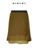 HIDEMI 极简法式松紧腰双层砂洗缎面中裙半身裙 复古黑/复古红/复古绿 商品缩略图12