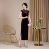 HYX-24-7868秋季新款改良丝绒旗袍长款无袖修身年轻时尚夏女日常敬酒服 商品缩略图2
