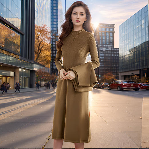奢姿2024年冬季新款大码女装马甲针织裙两件套胖妹妹气质名媛套装9844926855 商品图2