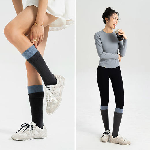 【86%莫代尔】压力拼色防滑中筒袜 瑜伽裤伴侣堆堆袜 商品图4