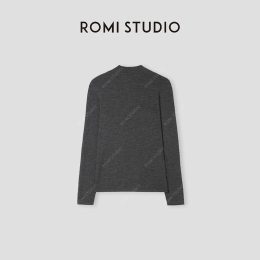ROMI STUDIO“格雷高知”100%羊毛半开立领细坑条针织毛衫432TS299 商品图1