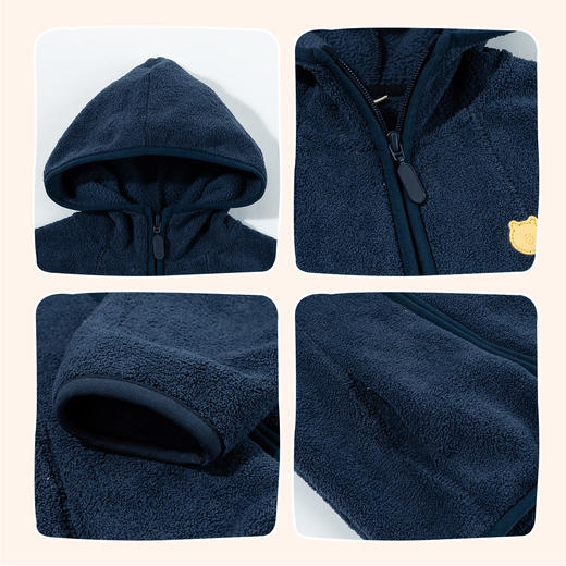 贝贝怡童装儿童双面绒外套保暖连帽防风秋冬新款男童女童外套ZB3DS080 商品图4