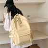 新款百搭学生书包女 森系小清新纯色双肩包 韩版大容量 轻便大学生休闲背包 商品缩略图1