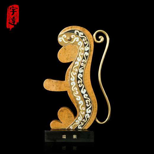 宇达青铜摆件 十二生肖猴《瑞猴》创意装饰 家居工艺摆件  高30.5cm 商品图0
