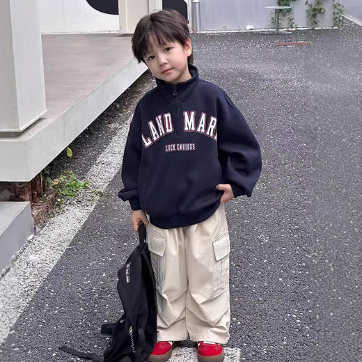 艾摩贝贝儿童束脚工装裤长裤2024秋男童水洗全棉直筒长裤中小大童 商品图1