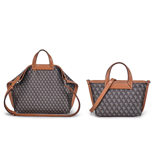 【2F】DISSONA迪桑娜折耳包女包老花单肩包幸运锦囊2024款老花色手提包托特包 棕色 - 大号 商品图4