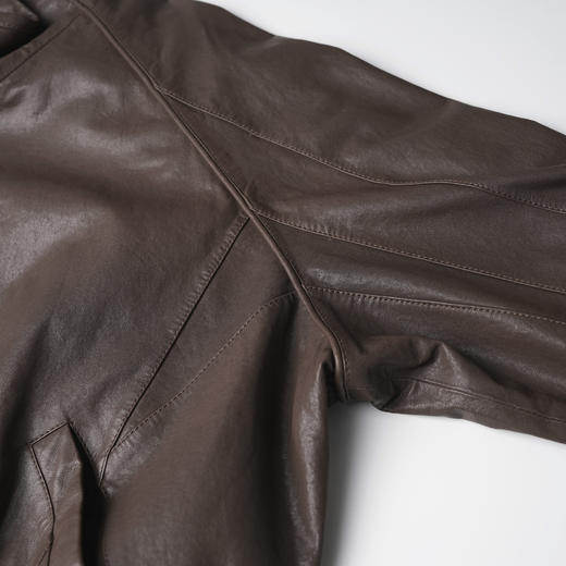 ROMI STUDIO“棕标甄选”全植鞣超薄羊皮哑光雾面立领皮衣 24AWW041 商品图3