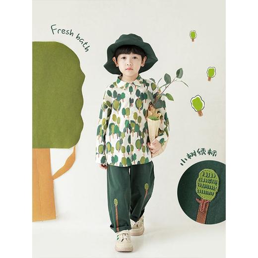 【男童数码印花清新套装】衬衫T恤明线外套春秋织带绣标裤子 商品图3