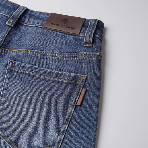 ROMI STUDIO “重磅丹宁” 莱卡棉混纺绳染洗水直筒牛仔裤 431N5041 商品图5