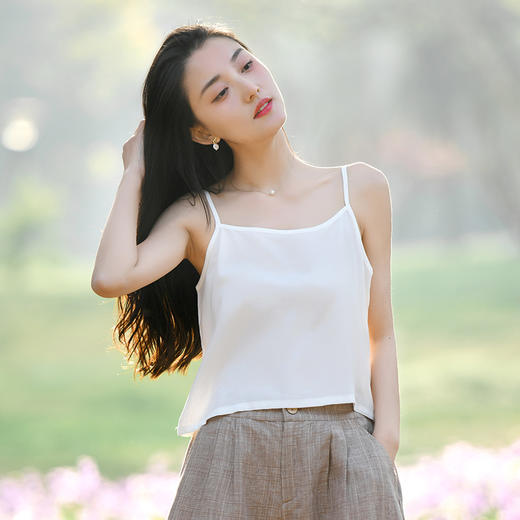 雀说新款吊带内搭女白色短款无袖背心外穿打底AL5867 商品图0