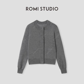 ROMI STUDIO“感知秋意”12s巴素兰绵羊毛混纺珠地针织开衫442W9099