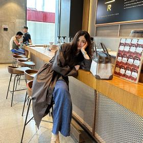 ROMI STUDIO“棕标甄选”100%哑光涂层压胶棉腰带廓形风衣 431F6022