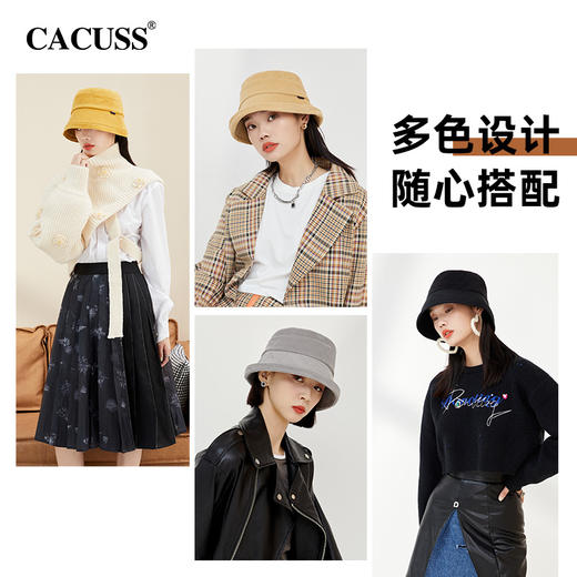 【cacuss帽】CACUSS帽子女秋冬百搭渔夫帽灯芯绒保暖水桶帽显脸小遮阳帽大头围PM166 商品图5