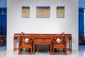 红桥红  家具严选  缅甸花梨（大果紫檀）【277 灵芝中堂 六件套】