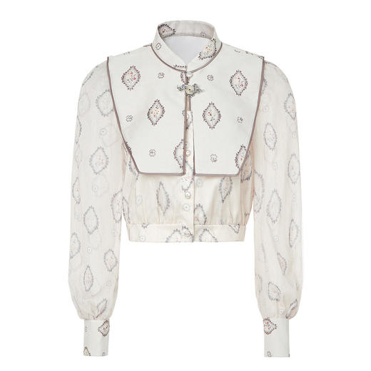 国风新中式衬衫长袖可拆卸衬衣修身上衣女 商品图1