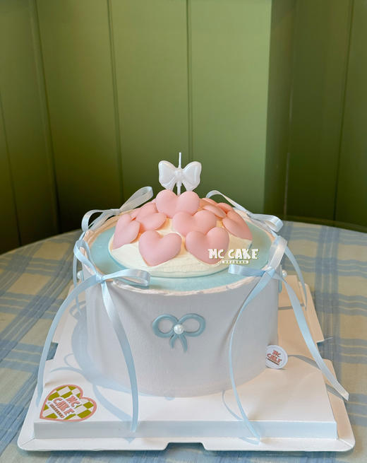 爱心桃蝴蝶结/ins风蛋糕（包含蝴蝶结蜡烛） 商品图1