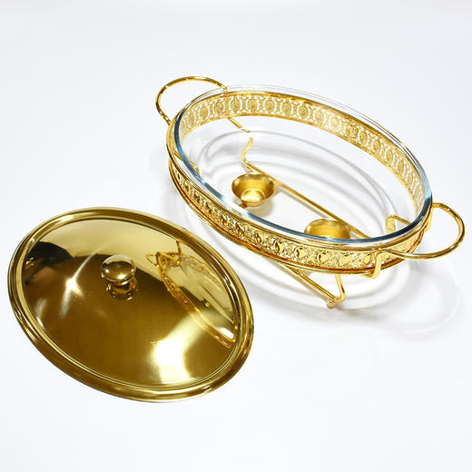 跨境货源玻璃餐炉 酒店餐厅适用蛋型酒精炉食物加热容器自助餐炉 商品图2