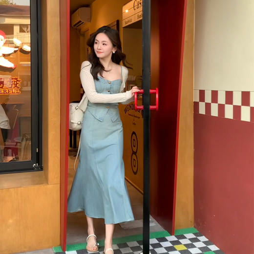 金蘑菇菇 硬核轻氧牛仔 套组/100纯棉水洗渐变复古牛仔套 商品图2