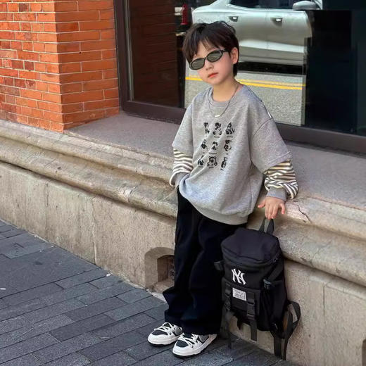 艾摩贝贝儿童束脚工装裤长裤2024秋男童水洗全棉直筒长裤中小大童 商品图2