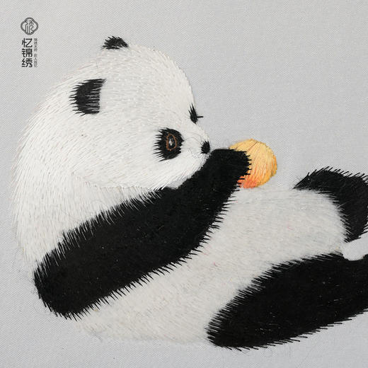 蜀绣柿柿如意双熊猫非遗手工工艺 商品图2