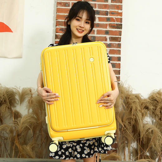 【超轻复合材质 不爆箱不变形】多功能前置开口超轻行李箱20/24寸（USB充电  便携杯架  分区收纳） 商品图1
