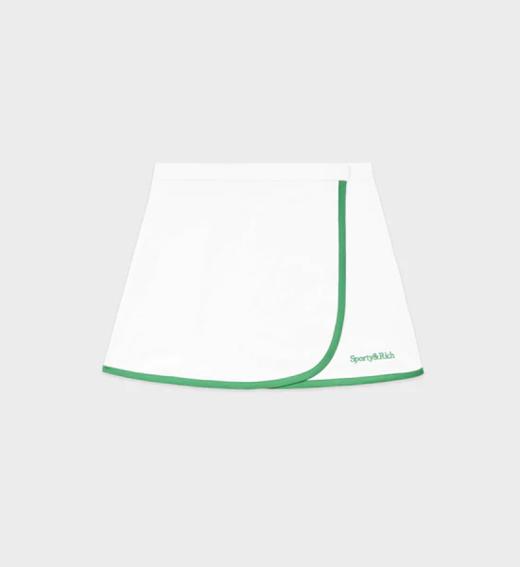 Sporty & Rich - Serif Logo Embroidered Wrap Skirt - White/Verde - 女装 - 短裙 - 白色/绿色 商品图0
