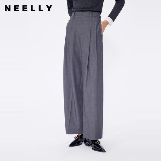 NEELLY纳俪2024秋商场同款通勤宽松显瘦休闲裤女新款西装裤长裤N24083H01150 商品图0