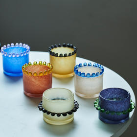 碧轩彩色花边直筒圆柱花瓶轻奢高级感香薰玻璃器皿软装居家台面瓶