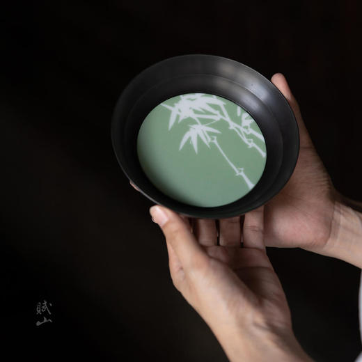 赋山叙 |石青留白竹纹锡托壶承 商品图0